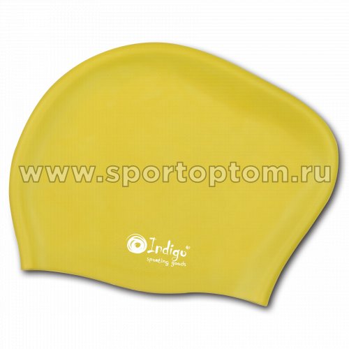 Шапочка для плавания силиконовая  длинные волосы INDIGO 806 SC 56-61 Желтый