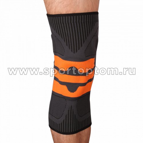 Суппорт колена эластичный INDIGO с усиленной гелеевой вставкой IN218 M Черно-оранжевый