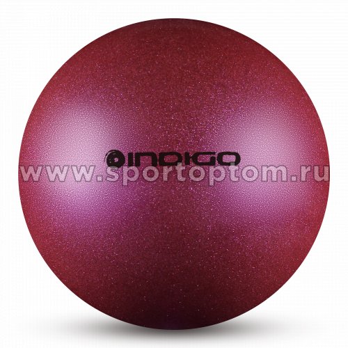 Мяч для художественной гимнастики INDIGO металлик 400 г IN118 19 см Фиолетовый с блестками