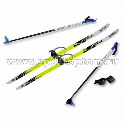 Лыжный комплект полупластиковый STC (лыжи, полужесткие крепления, палки) CA-023 130 см