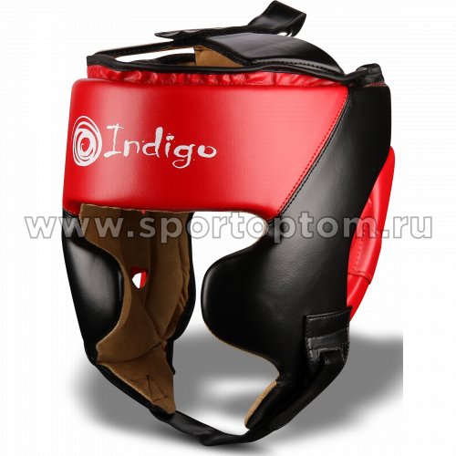 Шлем боксерский тренировочный INDIGO PU  250046 Черно-красный