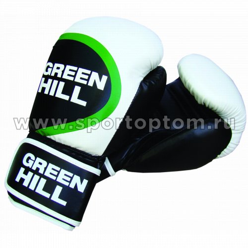 Перчатки боксёрские Green Hill WINNER PU FX  BGW-2212 10 унций Бело-черно-зеленый