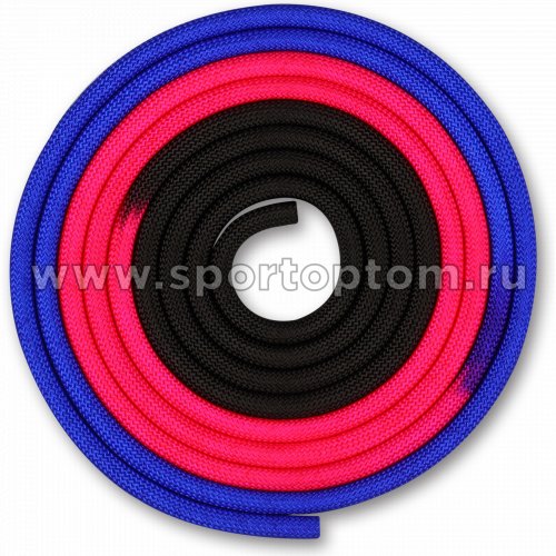 Скакалка для художественной гимнастики утяжеленная трехцветная INDIGO IN163 3 м Сине-розово-черный