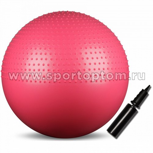 Мяч гимнастический массажный  2 в 1 INDIGO Anti-burst с насосом   IN003 75 см Розовый