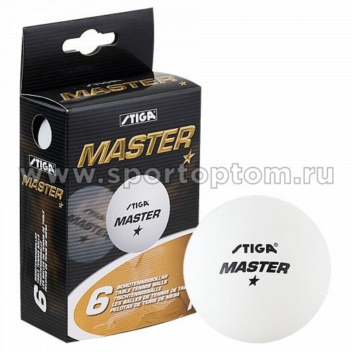 Шарики для настольного тенниса 40мм Stiga Мастер ABS 1 звезда 6шт 2410-06 Белый 40 мм Белый