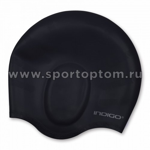 Шапочка для плавания силиконовая INDIGO анатомическая форма 402 SC 52-62 Черный