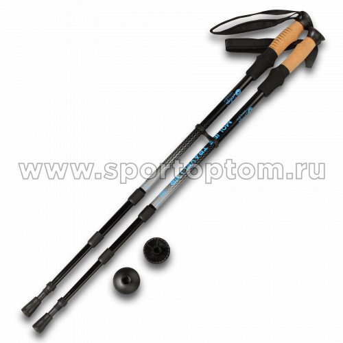 Палки для скандинавской ходьбы телескопические INDIGO 008 IRAK 65-135 см Серебристо-черный