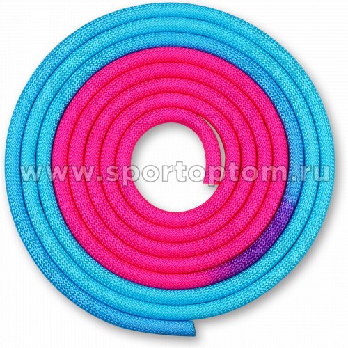 Скакалка для художественной гимнастики утяжеленная двухцветная INDIGO IN039 3 м Голубо-розовый