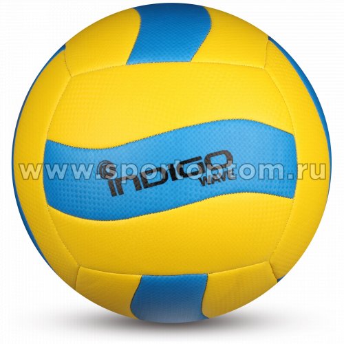 Мяч волейбольный INDIGO WAVE любительский шитый (PVC Foamitex) IN161 Желто-Синий