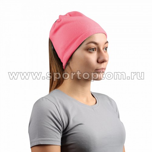 Шапка спортивная с отверстием под хвост или пучок  ANET флис SM-398 Розовый