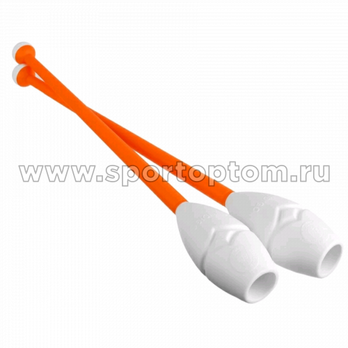 Булавы для художественной гимнастики вставляющиеся INDIGO (пластик,каучук) ТАЙВАНЬ AB233R 36 см Оранжево-белый