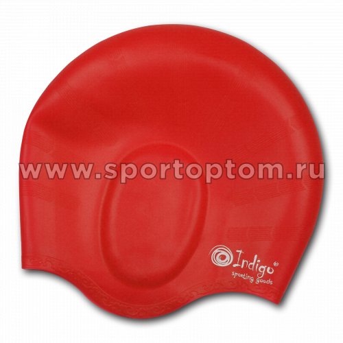 Шапочка для плавания силиконовая INDIGO анатомическя форма 407 SC Красный