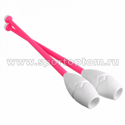 Булавы для художественной гимнастики вставляющиеся INDIGO (пластик,каучук) ТАЙВАНЬ AB233R 36 см Розово-белый