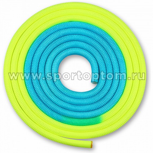 Скакалка для художественной гимнастики утяжеленная двухцветная INDIGO IN040 3 м Желто-голубой