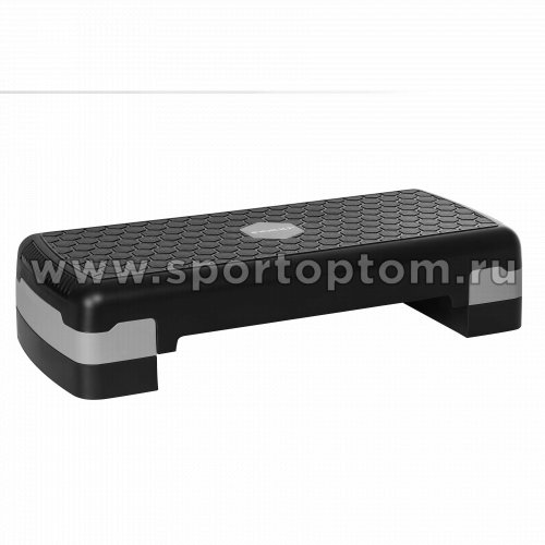 Степ платформа для аэробики 2 уровня INDIGO IN403 Черно-серый