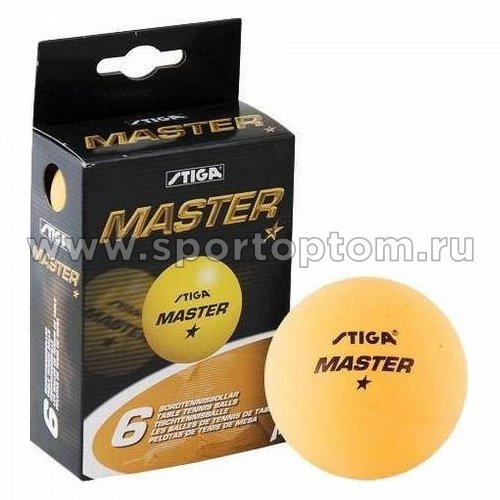 Шарики для настольного тенниса 40мм Stiga Мастер ABS 1 звезда 6шт 2303-06            40 мм Оранжевый