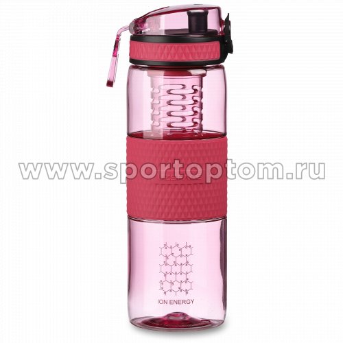 Бутылка для воды с нескользящей вставкой, колбой,сеточкой  UZSPACE   тритан  5061 700 мл Розовый