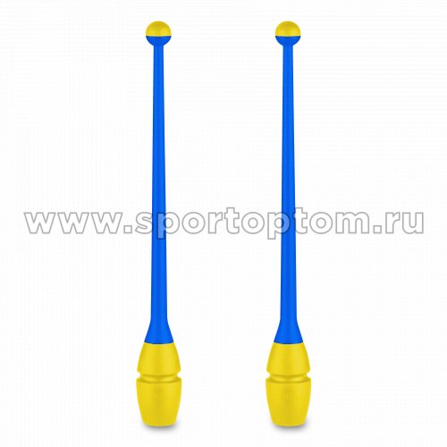 Булавы для художественной гимнастики вставляющиеся комбинированные INDIGO (пластик,ТЭП) IN018 41 см Голубо-желтый