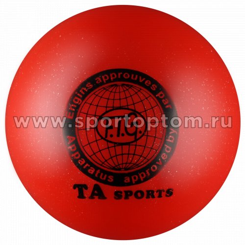 Мяч для художественной гимнастики металлик 300 г I-1 15 см Красный с блестками