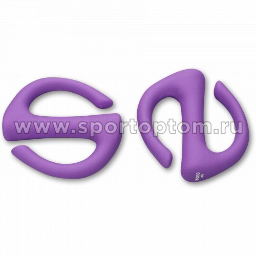Гантели обливные с неопреновым покрытием S-образные INDIGO IN133 1 кг*2шт Фиолетовый