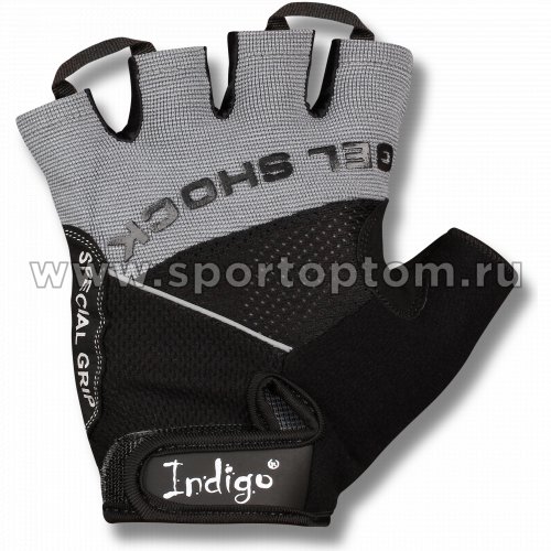 Перчатки для фитнеса INDIGO эластан,сетка,и/замша SB-16-1576 M Серо-черный