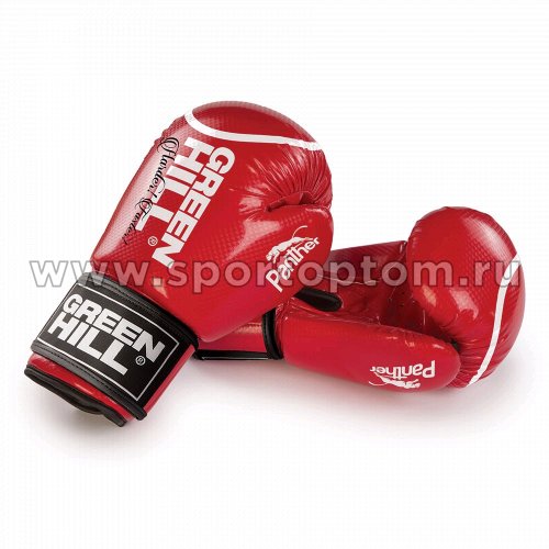 Перчатки боксёрские Green Hill PANTHER PU 2t c 3D фактурой   BGP-2098 10 унций Красный