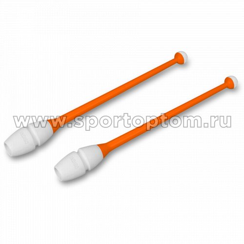 Булавы для художественной гимнастики вставляющиеся INDIGO IN017 36 см Оранжево-белый
