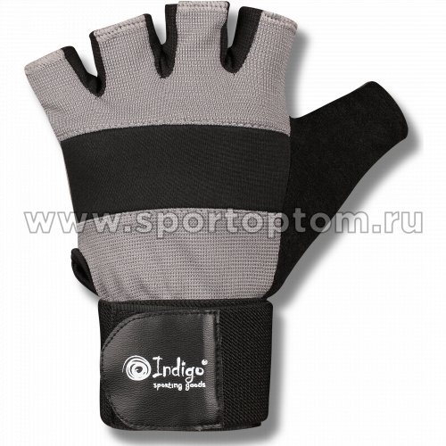Перчатки для фитнеса  INDIGO с широким напульсником и/замша,эластан,неопрен 97867 IR XL Черно-серый