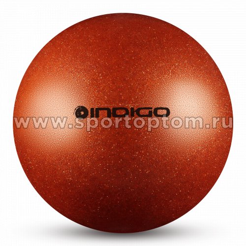 Мяч для художественной гимнастики INDIGO металлик 400 г IN118 19 см Оранжевый с блестками