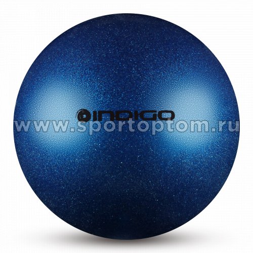 Мяч для художественной гимнастики INDIGO металлик 400 г IN118 19 см Синий с блестками
