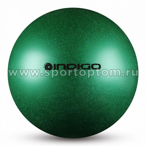 Мяч для художественной гимнастики INDIGO металлик 300 г IN119 15 см Зеленый с блетками
