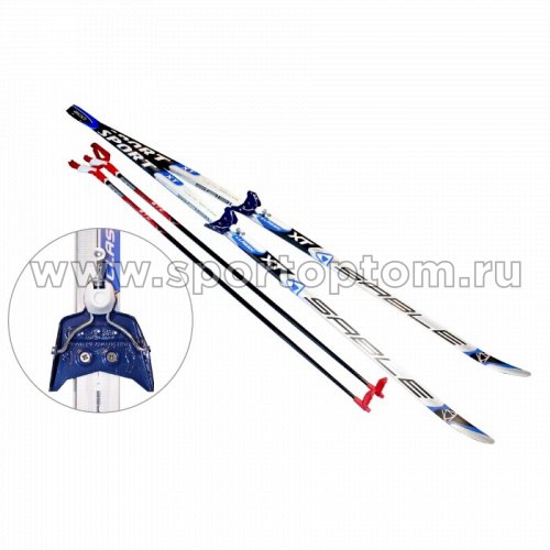 Лыжный комплект полупластиковый STC (лыжи, комбинированные крепления, палки) CA-023 140 см