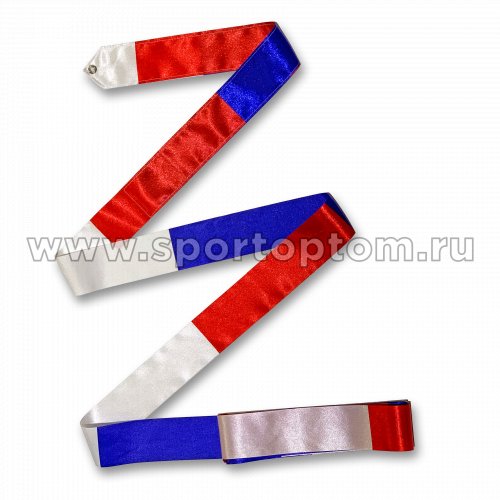 Лента гимнастическая без палочки INDIGO  IN394 4,0 м Триколор