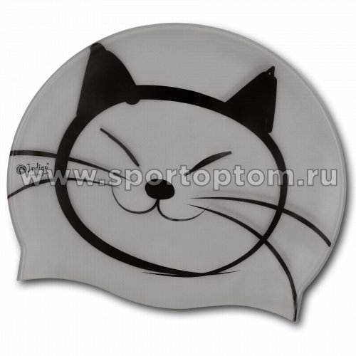 Шапочка для плавания силиконовая  INDIGO детская Котик SCCT501 Серый
