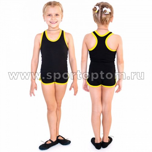 Шорты гимнастические  детские  INDIGO c окантовкой SM-343 Черно-желтый
