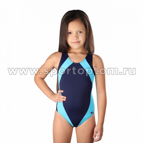 Купальник для плавания  SHEPA слитный детский со вставками 009 116 Т.Сине-голубой