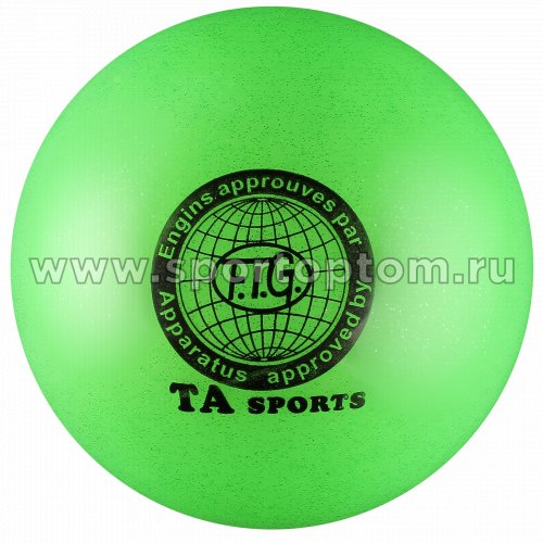 Мяч для художественной гимнастики металлик 300 г I-1 15 см Зеленый с блестками