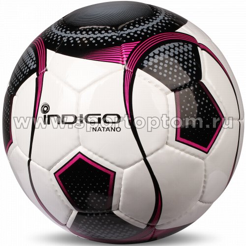 Мяч футбольный №5 INDIGO NATANO матчевый  (PU 1.6 мм Корея) N003 бело-черно-фиолетовый