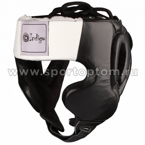 Шлем боксёрский закрытый INDIGO натуральная кожа  PS-831 L Черный