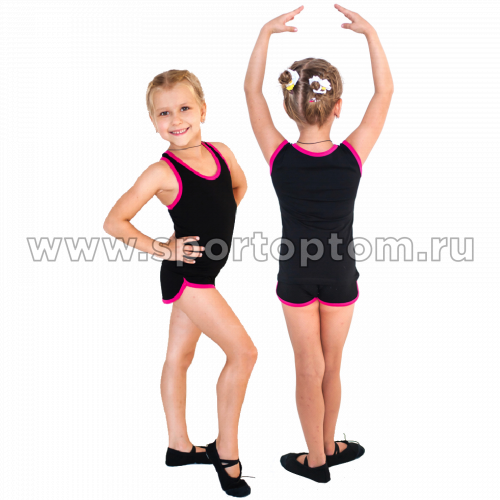 Шорты гимнастические  детские  INDIGO c окантовкой SM-333 Черный-фуксия
