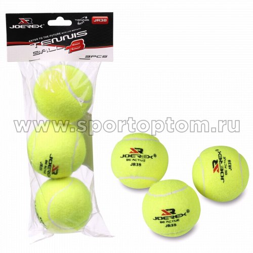 Мяч для большого тенниса JOEREX (3 шт в пакете) начальный уровень JR38 Желтый