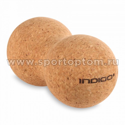 Мячик массажный двойной для йоги INDIGO пробка IN288 13,5*6,5 см Коричневый