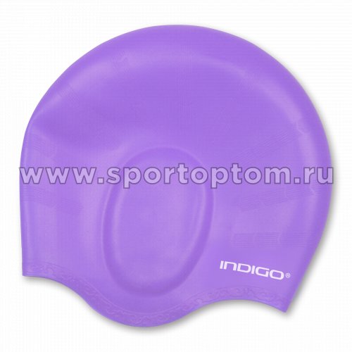 Шапочка для плавания силиконовая INDIGO анатомическая форма 413 SC 52-62 Сиреневый