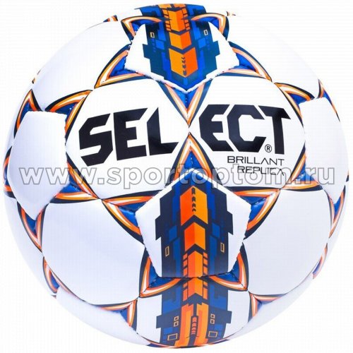 Мяч футбольный №5 SELECT BRILLANT REPLICA 2015 тренировочный (PU армир.) 811608 Бело-сине-оранжевый