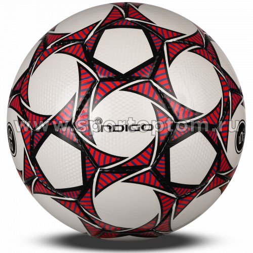 Мяч футбольный №5 INDIGO COACHER c 3D фактурой тренировочный  (PU 1.2 мм ) 1911 Бело-красный