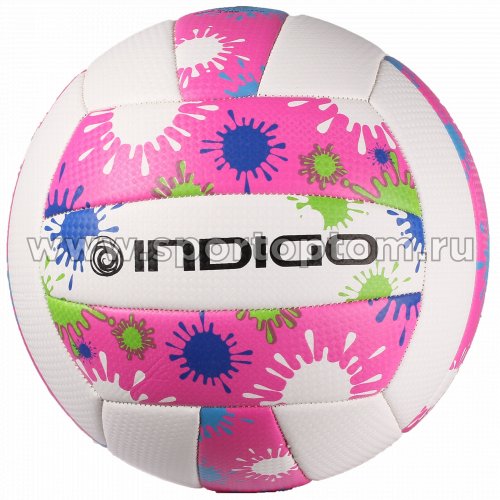 Мяч волейбольный INDIGO BRILLANTE любительский шитый (PVC 1,6 мм) 100082 Бело-розовый