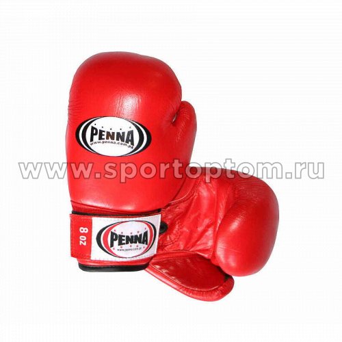 Перчатки боксёрские PENNA натуральная кожа  02-006 10 унций Красный