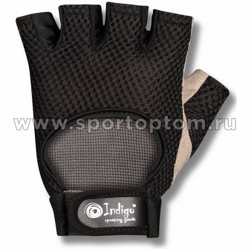 Перчатки для фитнеса INDIGO сетка микрофибра 97832 IR L Черно-бежевый