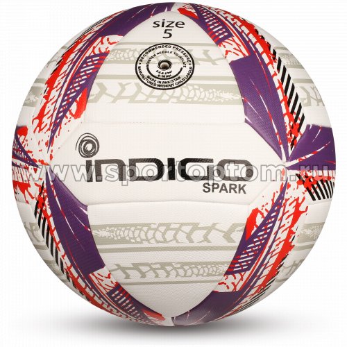 Мяч футбольный №5 INDIGO SPARK тренировочный (PU hybrid) IN158 Бело-фиолетово-красный