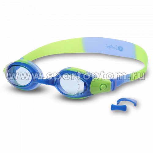 Очки для плавания детские INDIGO PLUM сменная переносица S967F Сине-зеленый